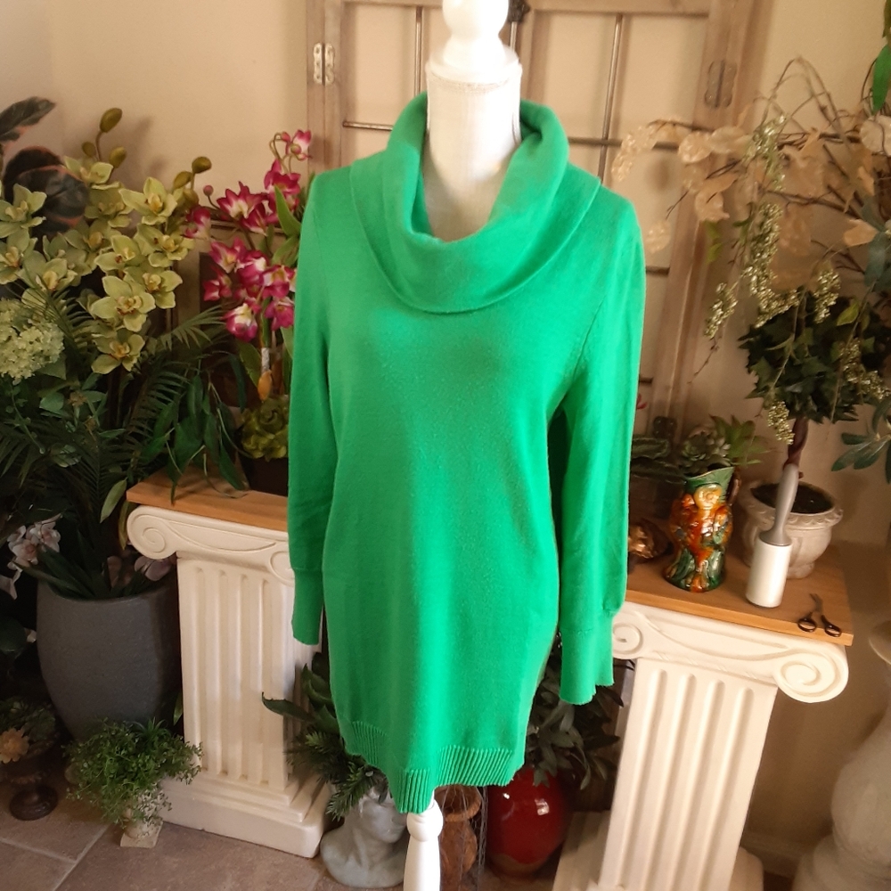 Lauren Ralph Lauren Drapey Cowl Button Cuff Side Slit Wool Blend Jumper Size XL
